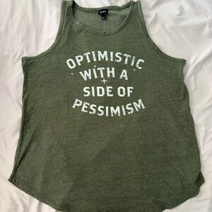 Torrid Olive Green Tank Top with White Text